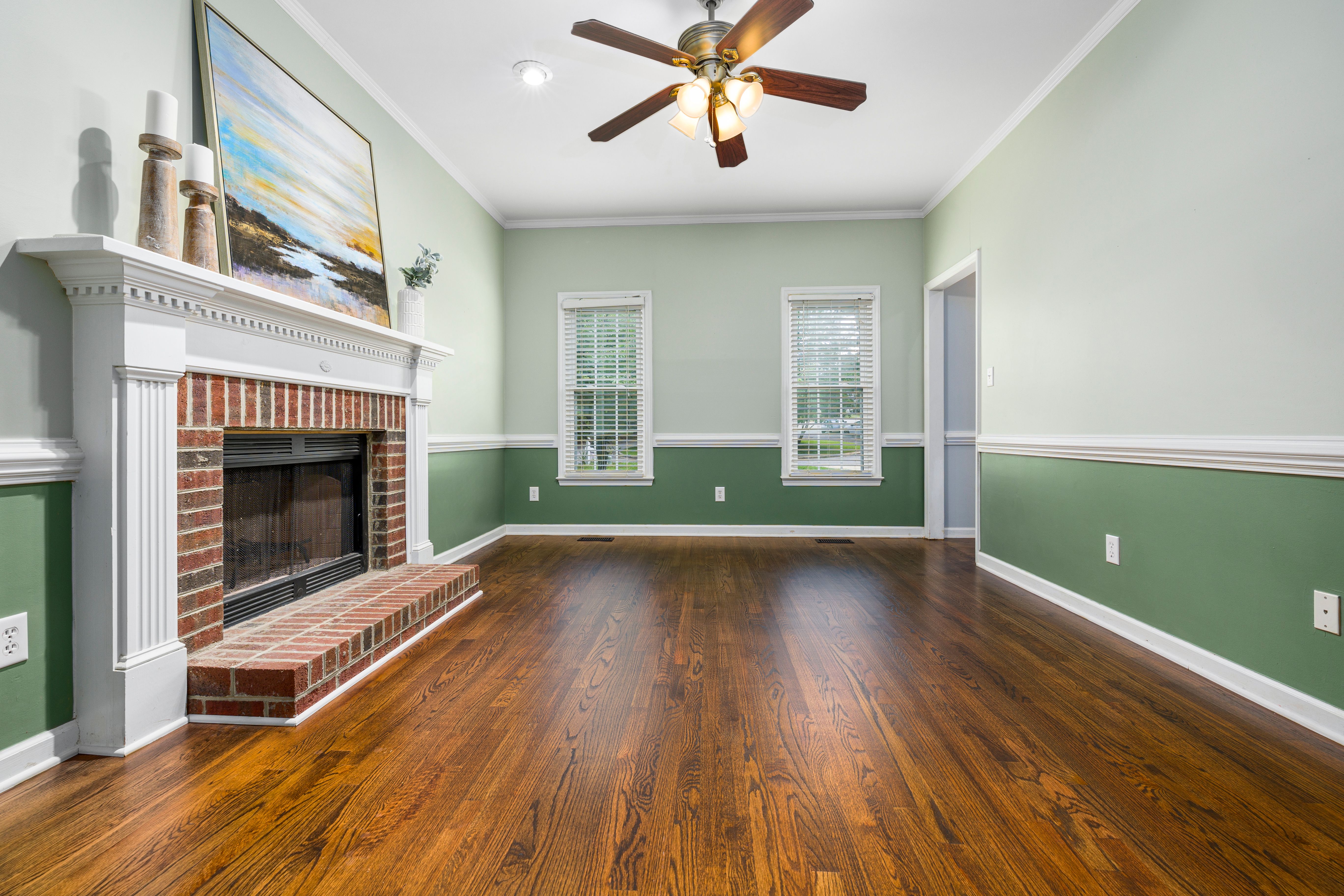 two-toned interior painting walls green